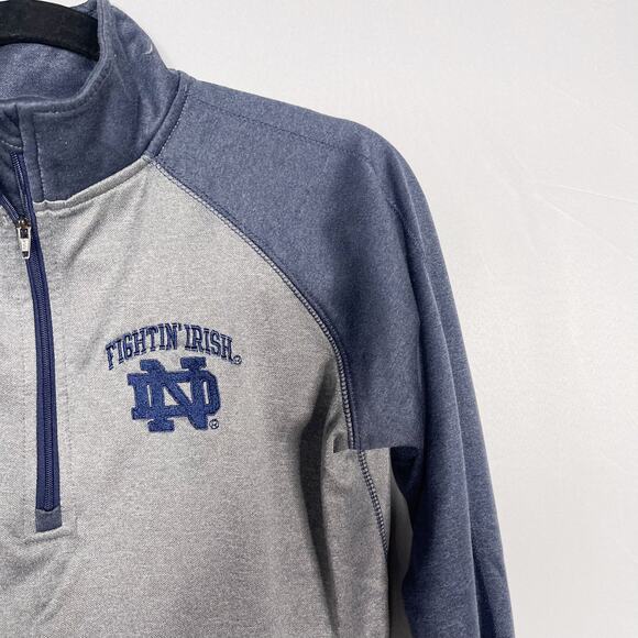 Pro Edge Womens Small S Gray Blue Notre Dame 1/4 Zip Fleece Pullover Colorblock - Picture 3 of 8